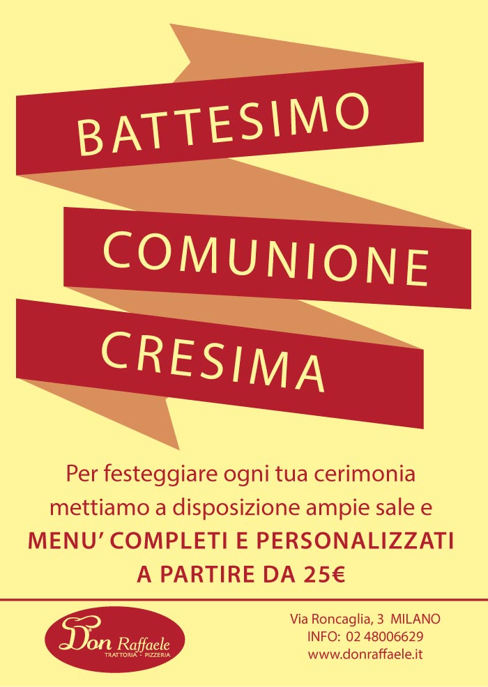 Banchetto cerimonia battesimo cresima comunione a Milano